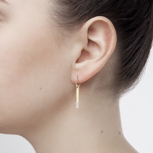 Kolczyki prostokąty Savicki: złote, diamenty